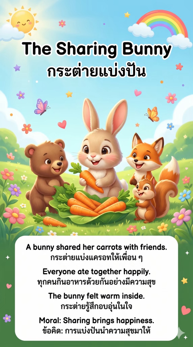 นิทานเรื่อง "The Sharing Bunny" หรือ "กระต่ายแบ่งปัน"